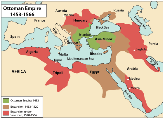 ओटोमन साम्राज्य का मानचित्र