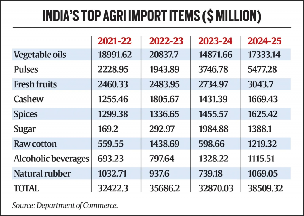 india top agri important items