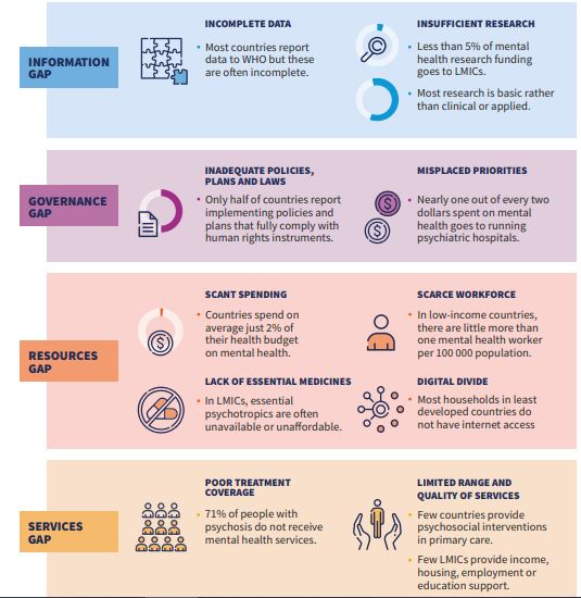 मानसिक स्वास्थ्य परिवर्तन में प्रमुख अंतराल