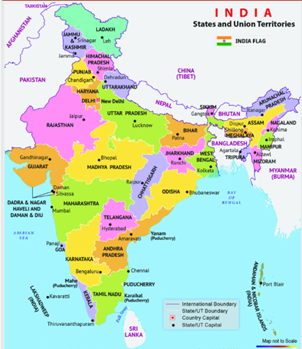 neighbouring countries of india map